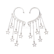 Star Tibetan Style Alloy Cuff Earrings for Women, Star, Antique Silver, 113.5x38mm(EJEW-TA00525)