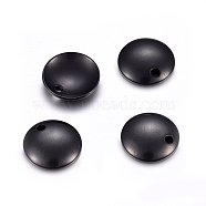 304 Stainless Steel Dome Charms, Flat Round with Cambered, Electrophoresis Black, 10x2mm, Hole: 1.5mm(STAS-H472-02B-10mm)