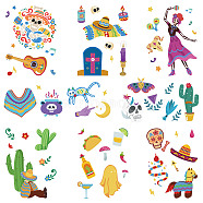 8 Sheets 8 Styles Cinco de Mayo PVC Waterproof Wall Stickers, Self-Adhesive Decals, for Window or Stairway Home Decoration, Rectangle, Cactus, 200x145mm, about 1 sheets/style(DIY-WH0345-087)