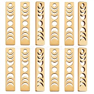 20Pcs Ion Plating(IP) 304 Stainless Steel Pendants, Rectangle with Phase of the Moon, Real 18K Gold Plated, 26x6x1.5mm, Hole: 2mm(FIND-SZ0006-03G)