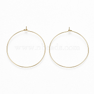 Brass Hoop Earrings Findings, Wine Glass Charms, Real 18K Gold Plated, 22 Gauge, 44.5x41x4mm, Pin: 0.6mm(X-KK-S348-244)