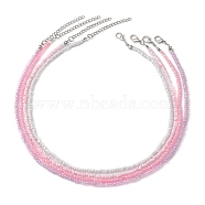 4Pcs 4 Colors Glass Seed Beaded Necklaces Set, with 304 Stainless Steel Clasps, Mixed Color, 14-5/8~14-3/4 inch(37~37.5cm), 1Pc/color(NJEW-JN04645)