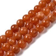 Natural Dyed Jade Beads Strands, Round, Dark Orange, 8.5mm, Hole: 0.8mm, about 45~46pcs/strand, 14.69''~15.04''(37.3~38.2cm)(G-M402-C03-08)