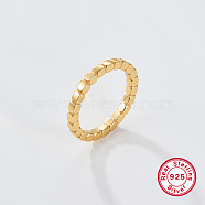 925 Sterling Silver Fingers Rings, with 925 Stamp, Real 18K Gold Plated, Inner Diameter: 17mm(LU6854-2)