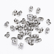 304 Stainless Steel Ear Nuts, Friction Earring Backs for Stud Earrings, Stainless Steel Color, 6x4.5x3.5mm, Hole: 0.9mm(X-STAS-H413-01P)