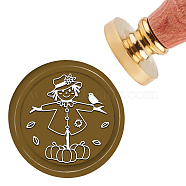 Brass Wax Seal Stamp with Handle, for DIY Scrapbooking, Scarecrow Pattern, 3.5x1.18 inch(8.9x3cm)(AJEW-WH0184-0392)