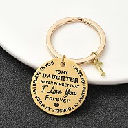 Valentine's Day Brass & 201 Stainless Steel Keychain, with Alloy Rings, Letter T, 6.2cm(KEYC-YW00097-20)