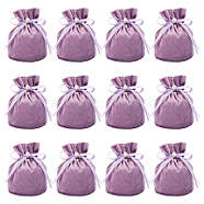 Velvet Jewelry Bags with Drawstring & Plastic Imitation Pearl, Velvet Cloth Gift Pouches, Medium Purple, 13.2x14x0.4cm(TP-NB0001-20E)