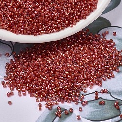 MIYUKI Delica Beads, Cylinder, Japanese Seed Beads, 11/0, (DB1780) White Lined Flame Red AB, 1.3x1.6mm, Hole: 0.8mm, about 2000pcs/10g(X-SEED-J020-DB1780)