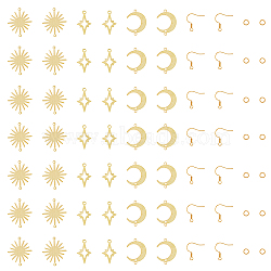 HOBBIESAY DIY Moon & Star & Sun Earring Making Kit, Including Brass Pendants & Connectors & Earring Hooks & Jump Rings, Golden, 108Pcs/box(KK-HY0003-49)