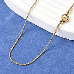 Ion Plating(IP) 304 Stainless Steel Snake Chains Necklaces, with Lobster Claw Clasps, Real 18K Gold Plated, 17.7 inch(45cm)(STAS-F094-23G)