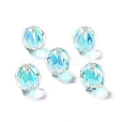 Two Tone UV Plating Rainbow Iridescent Acrylic Beads, Pumpkin, Sky Blue, 15.5x14.5~15mm, Hole: 2.7~2.8mm(TACR-D010-05A)