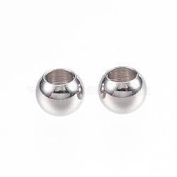 Tarnish Resistant 304 Stainless Steel Beads, Rondelle, Stainless Steel Color, 4x3mm, Hole: 2mm(STAS-D448-070P)