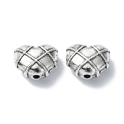 Tibetan Style Alloy Beads, Heart, Antique Silver, 10x12x6.5mm, Hole: 1.6mm, about 199pcs/500g(TIBEB-F065-08AS-14)