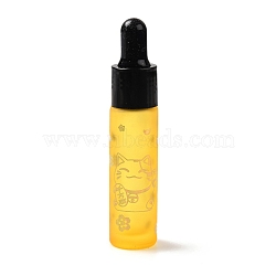 Rubber Dropper Bottles, Refillable Glass Bottle, for Essential Oils Aromatherapy, with Fortune Cat Pattern & Chinese Character, Gold, 2x9.45cm, Hole: 9.5mm, Capacity: 10ml(0.34fl. oz)(MRMJ-M002-01A-03)