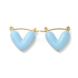 304 Stainlee Steel with Plastic Hoop Earring, Heart, Sky Blue, 21x5mm(EJEW-Z045-11A)