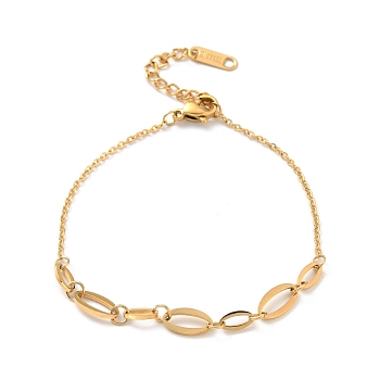 304 Stainless Steel Oval Link Bracelet for Women, Golden, 6-7/8 inch(17.4cm)
