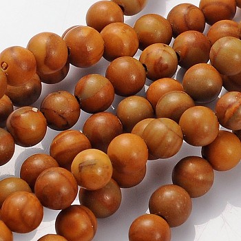 Gemstone Beads Strands, Wood Lace Stone, Round, 4mm, Hole: 0.8mm, about 86pcs/strand, 15~16 inch