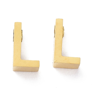 Ion Plating(IP) 304 Stainless Steel Charms, Alphabet, Golden, Letter.L, 8x4.5x3mm, Hole: 1.8mm