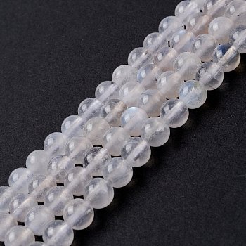 Natural Rainbow Moonstone Beads Strands, Round, 6.5mm, Hole: 0.8mm, about 62pcs/strand, 15.67''(39.8cm)