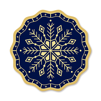 Self Adhesive Gold Foil Embossed Stickers, Medal Decoration Sticker, Flat Round, Snowflake Pattern, 5x5cm
