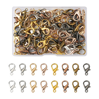 120Pcs 8 Colors Zinc Alloy Lobster Claw Clasps, Parrot Trigger Clasps, Jewelry Making Findings, Mixed Color, 21x12mm, Hole: 2mm, 15pcs/color