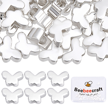 50Pcs Brass Beads, Long-Lasting Plated, Butterfly, 925 Sterling Silver Plated, 5x7x3mm, Hole: 1.2mm