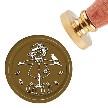 Brass Wax Seal Stamp with Handle, for DIY Scrapbooking, Scarecrow Pattern, 3.5x1.18 inch(8.9x3cm)