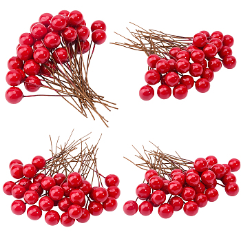 200Pcs Foam Artificial Red Holly Berries Model, for Home, Kitchen, Party Decorations, Red, 62.5x10mm