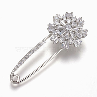 Clear Brass+Cubic Zirconia Safety Brooch