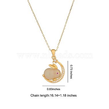 Clear Cubic Zirconia Bunny with Crescent Moon Pendant Necklace(JN1074A)-2