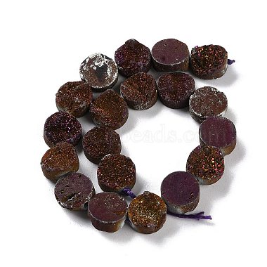 Electroplated Natural Druzy Agate Beads Strands(G-M433-01E)-3