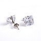 Square Cubic Zirconia Stud Earrings(EJEW-H306-09P-6mm)-1