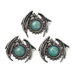 Natural Amazonite Pendants, Brass Dragon Bezeled Charms, Antique Silver, 40x48x11mm, Hole: 6x8mm(GG-CBA0251-03A-AS)