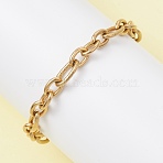 304 Stainless Steel Figaro Chain Bracelets for Women Men, with Toggle Clasps, Golden, 7-5/8 inch(19.5cm)(BJEW-JB12899)