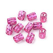 Aluminum Dreadlocks Beads Hair Decoration, Hair Coil Cuffs, Deep Pink, 9x8mm, Hole: 7mm(ALUM-R003-03)