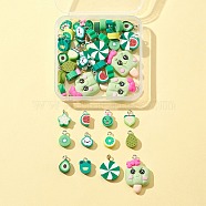 28Pcs 12 Style Handmade Polymer Clay Star Charms, with Platinum Tone Iron Loop, Imitation Fruit, Avocado & Carambola & Watermelon, Mixed Color, 11~20.5x7.5~50x3.5~7mm, Hole: 1.8~2mm, 4pcs/style(CLAY-FS0001-25)