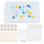 DIY Jewelry Making Kits, Including Polygon Ice Silicone Molds, Plastic Measuring Cups & Transfer Pipettes, Birch Wooden Craft Ice Cream Sticks and Latex Finger Cots, Mixed Color, 190x121x11mm, 1pc(DIY-GF0003-54)