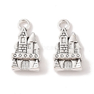 Tibetan Style Zinc Alloy Pendants, Lead Free & Cadmium Free, Castle, Antique Silver, 21x11x5mm, Hole: 2mm, about 227pcs/500g(TIBEP-R334-156AS-RS)