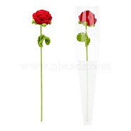Cotton Knitting Artificial Flower, Ornament Accessories, with Package Bag, Rose, Red, 420mm(AJEW-WH0013-51)