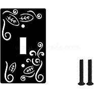 Iron Light Switch Plate Outlet Cover, Metal Switch Plates Decoration, with Screws, Rectangle with Leaf Pattern, Black, 114x69mm(AJEW-WH0197-034)