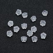 Eco-Friendly Plastic Ear Nuts, Earring Backs, Flower, Clear, 4x4x2.5mm, Hole: 0.5mm, about 9500pcs/bag(KY-F009-02)