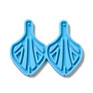 DIY Leaf Pendant Silicone Molds, Resin Casting Molds, for UV Resin & Epoxy Resin Jewelry Making, Deep Sky Blue, 53x68x4mm, Hole: 2mm, Inner Diameter: 49x31.5mm(DIY-I099-35)