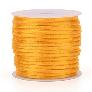 30M Nylon Rattail Satin Cord, Beading String, for Chinese Knotting, Jewelry Making, Gold, 1mm, about 32.81 Yards(30m)/Roll(NWIR-YW0001-04-23)