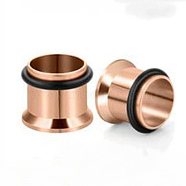 316 Surgical Stainless Steel Screw Ear Gauges Flesh Tunnels Plugs, Rose Gold, 1/2 inch(12mm)(X-STAS-YWC0001-01D-RG)