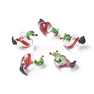 Handmade Lampwork Pendants, Mandarin Duck, Colorful, 23~26x12~13x17~18mm, Hole: 2~4mm(LAMP-L075-082)
