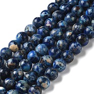 Natural Imperial Jasper Beads Strands, Dyed, Round, Marine Blue, 8~8.5mm, Hole: 1~1.2mm, about 47~48pcs/strand, 15.16 inch(38.5cm)(G-I122-8mm-26)