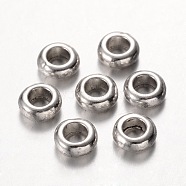 Tibetan Style Alloy Spacers Beads, Rondelle, Lead Free, Cadmium Free and Nickel Free, Rondelle, Antique Silver, about 7mm diameter, 3mm thick, hole: 4mm, about 52pcs/20g(Y-EA540Y-NF)