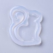 Silicone Molds, Resin Casting Molds, For UV Resin, Epoxy Resin Jewelry Making, Cat Shape, White, 52x43x7mm, Inner Diameter: 42x35mm(X-DIY-L026-060)