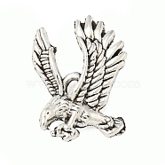 Tibetan Style Zinc Alloy Pendants, Lead Free & Cadmium Free, Eagle/Hawk Charm, Antique Silver, 18.3x24.7x6mm, Hole: 2mm, about 185pcs/500g(TIBEP-R334-009AS-RS)